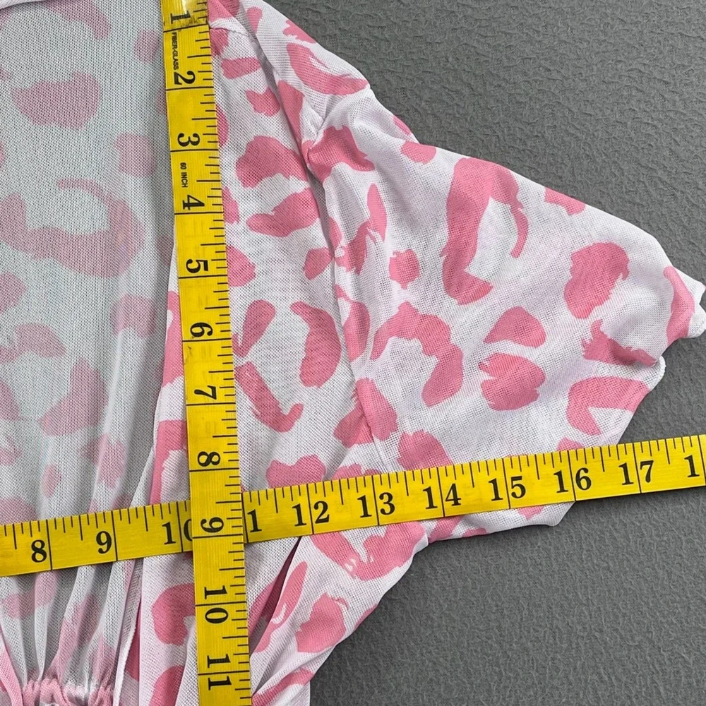 Girls Swim Cover Up Pink Leopard Mesh 11Y Y2K Beach Aesthetic